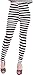 Women's Black and White Stripes Full Length Summer Leggings, Cross Stripe
