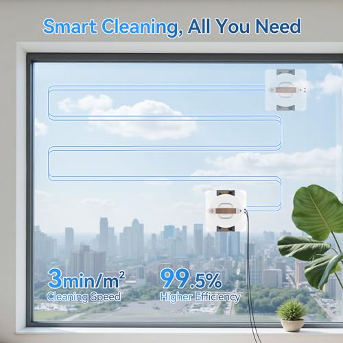 jnerkert Window Cleaning Robot Electric Window Cleaner with 4 Nozzles and 120 ml Tank