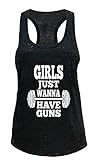 Tough Cookie's Women's Girls Just Wanna Have Guns Workout Burnout Tank Top (Small, Black)