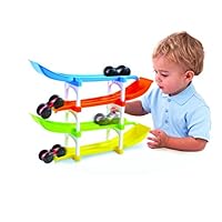 KidSource Flip and Go Racer - 4 Level Race Track and Ramp Car Toy for Toddlers Ages 2 Years Old and Up