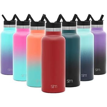 Simple Modern 17oz Ascent Water Bottle with Straw Lid - Stainless Steel Hydro Tumbler Flask - Double Wall Vacuum Insulated Small Reusable Metal Leakproof -Cherry