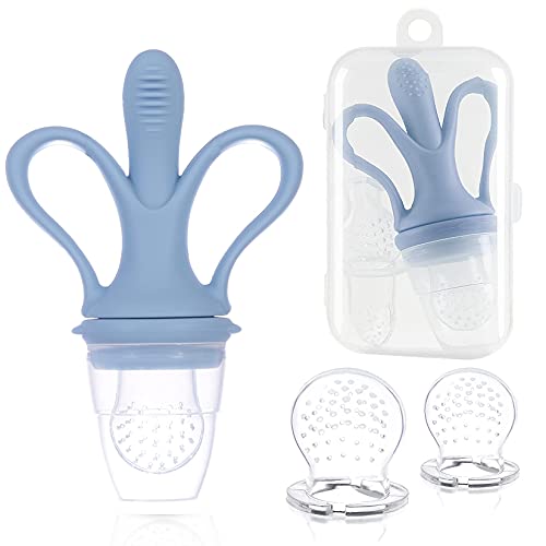 Baby Fruit Feeder, Banana Mesh Pacifier Infant Toddler Fresh Food, Babies More Than 3 Months Feeding Eating Supplies Silicone Teething Toys, Removable with Storage Box