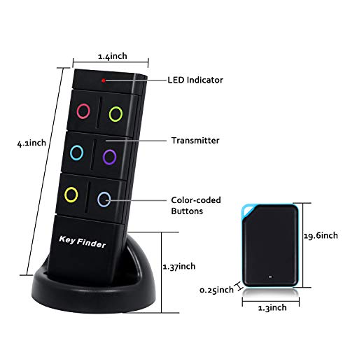 Hensun Key Finder, Wireless Key Tracker Anti-Lost Alarm RF Item Key Locator for Key Chain Tracker Pet Tracker Wallet Tracker Remote Finder