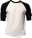 Casual Raglan Tee 3/4 Sleeve TShirt Baseball Jersey 2XL White Black