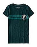 Aeropostale Women's Chenille Torch Racing Stripe Graphic T Shirt M Olive Root