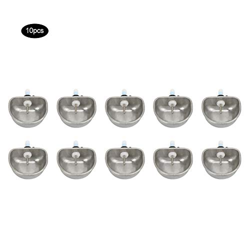 Hffheer 10PCS Rabbit Water Feeder Cage Stainless Steel Fix Bowl Anti-Scratch Drinking Water Bowl Rabbit Breeding Equipment