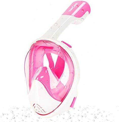 Yoocool Full Face Snorkel Mask with Anti-fog and Anti-leak Technology Free Breath Snorkel and Mask set for Adult,Youth and Kids (Pink, Small/Medium)