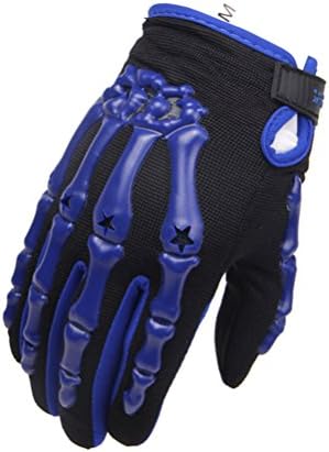 Men's Blue Full Finger Lining Knuckle Protect Motorcycle Cycling Racing Sports Gloves Breathable