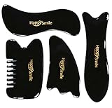 Best Gua Sha Scraping Massage Tool made with Smooth Buffalo Horn Quality & Beautiful Great guasha Tools for Graston SPA Acupuncture Therapy Trigger Point Treatment on Face Back Arm Fee(four items)