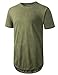 URBANCREWS Mens Hipster Hip Hop Mineral LT Washed Longline T-shirt FATIQUE, XL