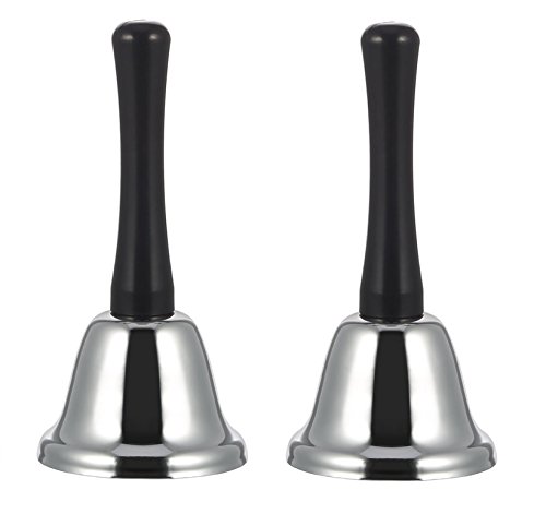 Ifavor123 Ringing Silver Steel Tea Dinner Hand Bell - 2 Bells - Thumbnail 3