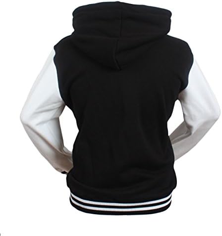 Stylistark Women's Letter A Varsity Letterman Baseball Hoodies Cotton Jacket L Black-White