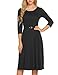 Misakia Women's 3/4 Sleeve Casual Loose Solid Midi T-shirt Dress (Black XL)