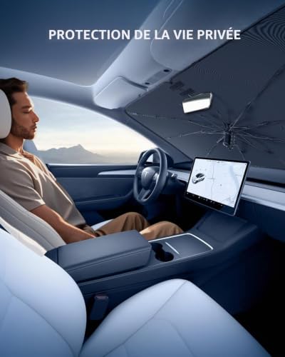 LANGBEAN [Enhanced] Sun Shade for Tesla Model Y / 3 2021-2026, Foldable Car Sun Shade Blocks UV Rays & Heat, Easy to Install & Fold Sun Protection