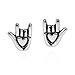 AeraVida Cute I LOVE YOU ASL Sign Language Hand .925 Sterling Silver Stud Earrings | Adorable Silver Earrings for Women | Sterling Silver ASL Hand Jewelry