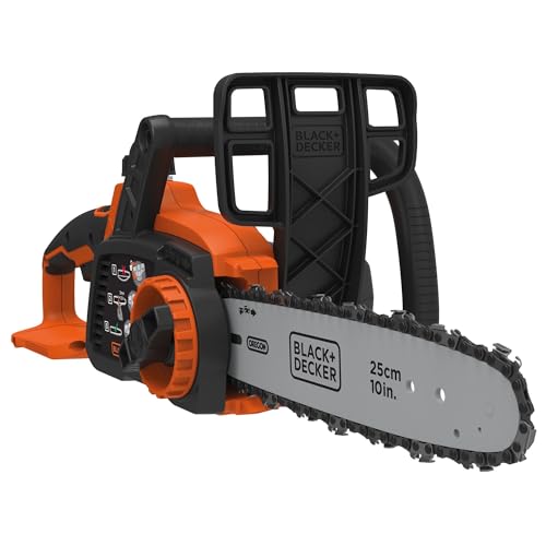 Tronçonneuse Sans Fil 18V, Tronçonneuse Electrique 25 cm avec Réservoir 55 ml, Lubrification Semi-Automatique, Tendeur de Chaine Sans Outil, Sans Batterie, Ni Chargeur, GKC1825LB-XJ