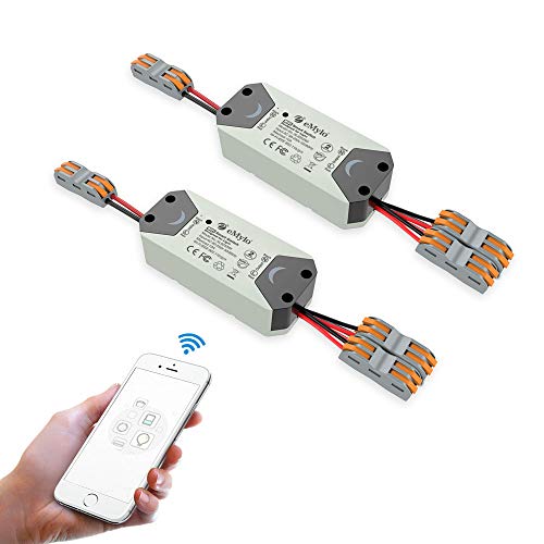 eMylo Smart WiFi Light Switch Wireless Relay Switch AC 220V 2 Channel Tuya Module App 90-250V Remote Control Home Automation Timers Compatible with Alexa Echo Google Home Support IOS Android 2 packs