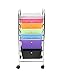 Finnhomy 6 Drawer Rolling Cart Storage Rolling Carts with Semi-Transparent Mutli Color Drawers Organizer Cart for School Office Home Beauty SalonUtility Cart with Wheels