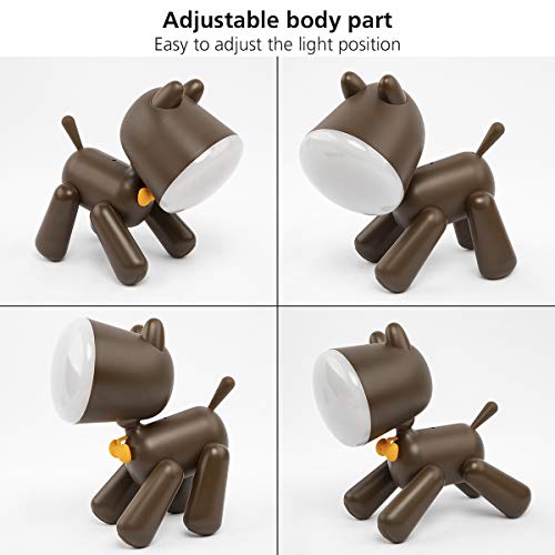 Ear&Ear Cute Night Light for Kids Table lamp for Reading Dog Night Light for Boys and Girls, Christmas Gift with 2 Lighting Modes-Brown