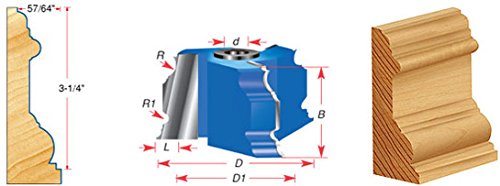 Amana Tool SC668 Carbide Tipped 3-Wing Base Molding 29/64 R x 4-9/64 D x 3-5/16 CH x 1 & 1/4 Bore Shaper Cutter