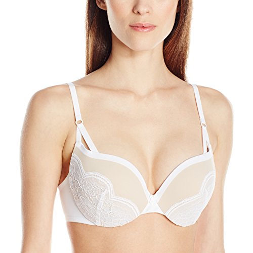 Maidenform Women's Love the Lift Push-Up Bra, White/Paris Nude Stappy Lace, 34D