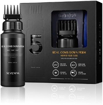 fonshop SEVENPM Down Perm Black Edition - One Step Real Comb Down Perm, Super Simple All-in-One package with Fast, Easy, Home Care