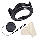 waka 55mm Reversible Tulip Flower Lens Hood Set, Unique Design Camera Lens Hood for Canon Nikon Sony DSLR + Center Pinch Lens Cap with Cap Keeper Leash + Microfiber Cleaning Cloth