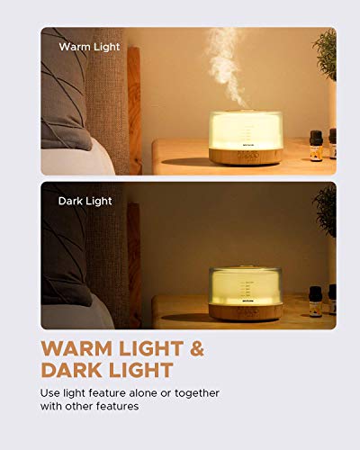 Aroma diffuser 500ml Diffusor Sound Machine Combo Diffusor für Aromatherapie Duftendes Öl Cool Mist Luftbefeuchter mit natürlicher Klangmusik und warmem Nachtlicht, wasserloses Auto aus, Weiß