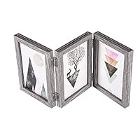 HomeCiCi Creative Triple Folding Wood Photo Frame, Personality Simple Home Decoration Geometric Style for Living Room Bedroom Table Decoration 14x6.3x0.6inch