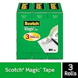 Scotch Brand Magic Tape, 3 Rolls, Engineered for Repairing, 3/4 x 1000 Inches, Boxed (810K3)