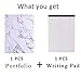 Plinrise Luxury Marble Portfolio File Folder Document Resume Organizer,Padfolio File Holder Folders Letter Size,Clipboard Folder with Writing Pad, White