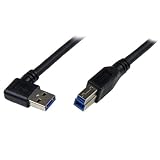 StarTech.com 1m Black SuperSpeed USB 3.0 Cable - Right Angle A to B - 3 ft USB 3 Cable - Right Angle USB 3.0 A (M) to USB 3.0 B (M) (USB3SAB1MRA)