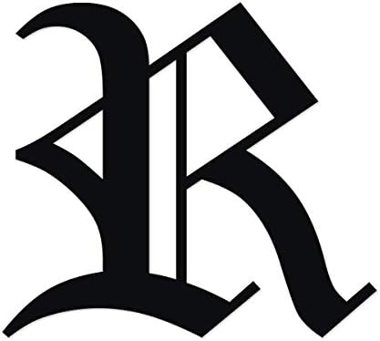Applicable Pun Old English Letter R - Vinyl Decal Outdoor Use on Cars, ATV, Boats, Windows More - Black 6 inches Tall