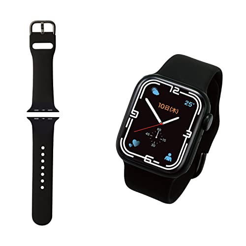 エレコム Apple Watch (アップルウォッチ) バンド 42mm 41mm 40mm 38mm [Apple Watch11 10 9 8 7 SE2 SE 6 5 4 3 2 1 対応] シリコン Sサイズ ブラック ブラック AW-41BDSCBK