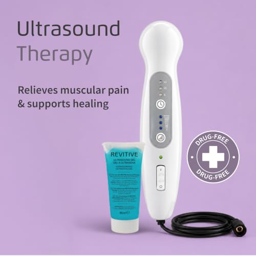 Revitive Ultrasound Therapy Device for Pain Relief, Muscle Recovery & Injury Healing - Promotes Faster Healing - Portable Therapy Machine - Includes Ultrasound Gel - Drug-Free, Home Use
