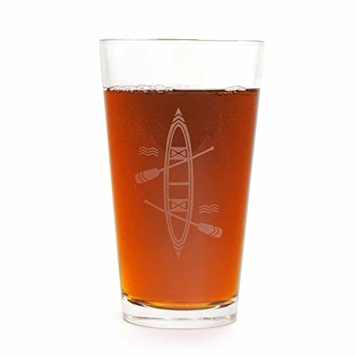 CANOE Pint Glasses set of 2 - Dishwasher-safe wood slice etched glass