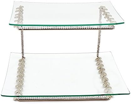 Two Level Tier Dessert Platter tray with clear shiny decorative stones