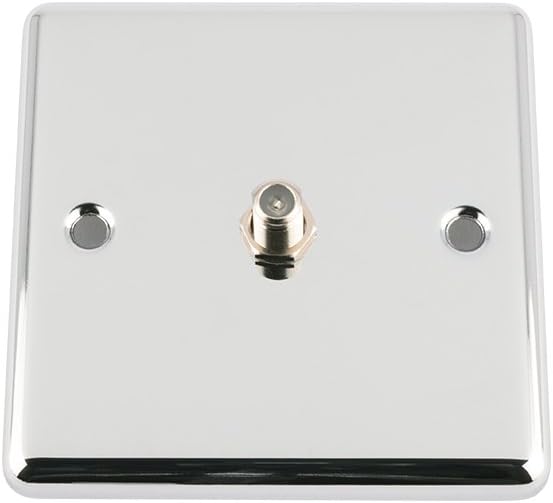 Sky Satellite Socket Single 1 Gang - Polished Chrome - Classic, Silver, Medium