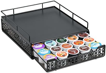 Svidnik K-Cup Storage Drawer With Brewer Protector (Black) - Coffee Brewer Stand Compatible with Keurig, Cuisinart, Hamilton Beach &amp; More - Holds 30 Single Cup Coffee Pods