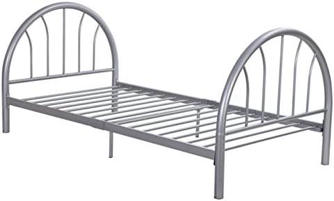 kooonlert Shop Platform 83"x42"x35" Silver Metal Bed Frame Solid Sturdy Metal Foundation Twin Size # 639