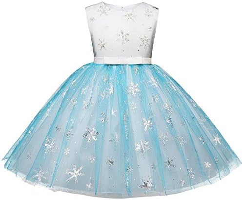 Girls Elegant Snowflake Princess Bling Tutu Dress, Christmas School Dance Gown Wear Party Dress, Children Sleeveless Dresses
