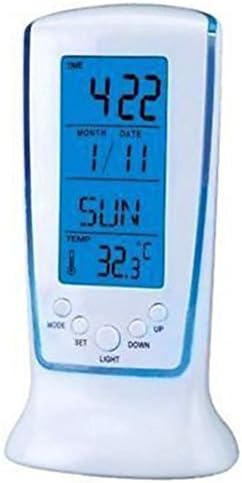 billionBAG Table Alarm Clock with LED Light Lcd Digital Display of Time and Temperature (White)