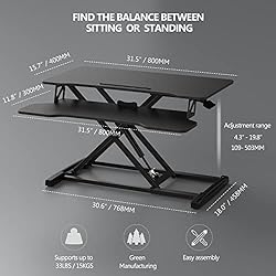 FITUEYES Height Adjustable Standing Desk 32” Wide