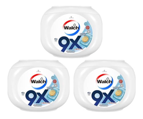 Walch 9X Antibacterial Laundry Detergent Capsules, German Formulated Plant-Based Ingredients with 9X Cleaning Power, Kill 99.9% Germs and Anti Dust Mites, 32 Pods, Pack of 3 X 32 (96 Capsules)