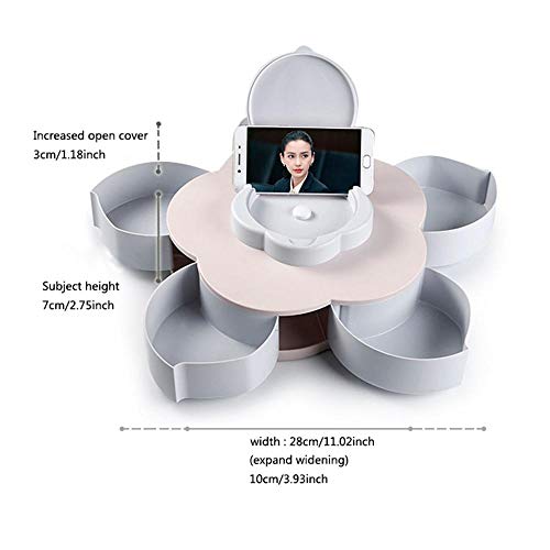 Leegoal Snack Tray, BPA Free Petal-Shape Rotating Candy Box with 5 Removable Compartments Ideal for Appetizer, Salad Bar, Dried Fruits, Nuts & Candies