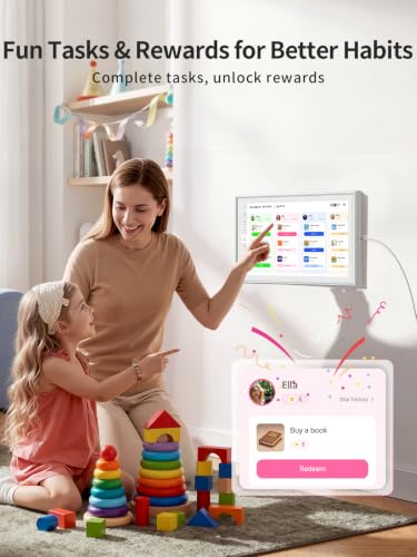 Digital Calendar Wall Touch Screen, 10.1 Inch Smart Chore Chart & Family Schedule Organizer, No Subscription Electronic Calendar for Family, Meals, Photo Display, Wall/Desk Mount, Gifts for Women Men