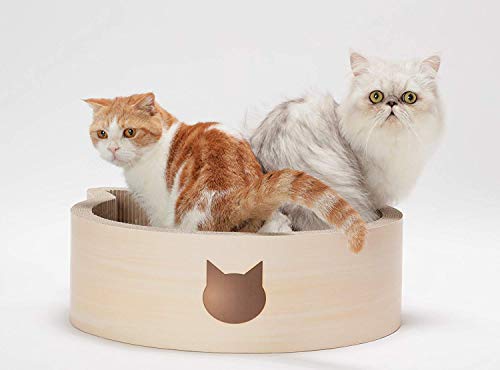 Necoichi Cat-Headed Scratcher Bed (Birch, Large)