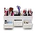 Makeup Organizer with Drawers, Wooden Cosmetic Beauty Storage Box for Home and Office Vanities, Countertop Organizer for Cosmetics and Makeup Tools, Vanity Holder for Lipstick Brushes Lotions, White