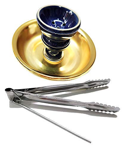 Kitguard,Integral Hookah Set,Water Pipes for Smoking,Steel & Acrylic Shisha, Two Hoses (Horse & Elephant） (Blue 2)