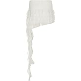 hzjuyicn Womens Tulle Short Skirt Sexy Y2K Asymmetrical Low Waist Flowy Ruffle Pleated Mini Skirts Dance Sexy Rave Cloth